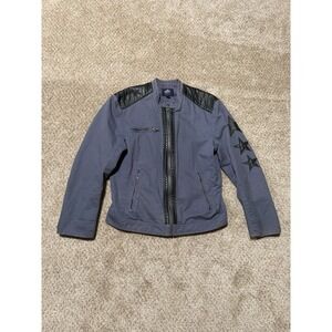 Authentic Icon Rock and Roll Biker Jacket Mens Large Gray Black American Idol